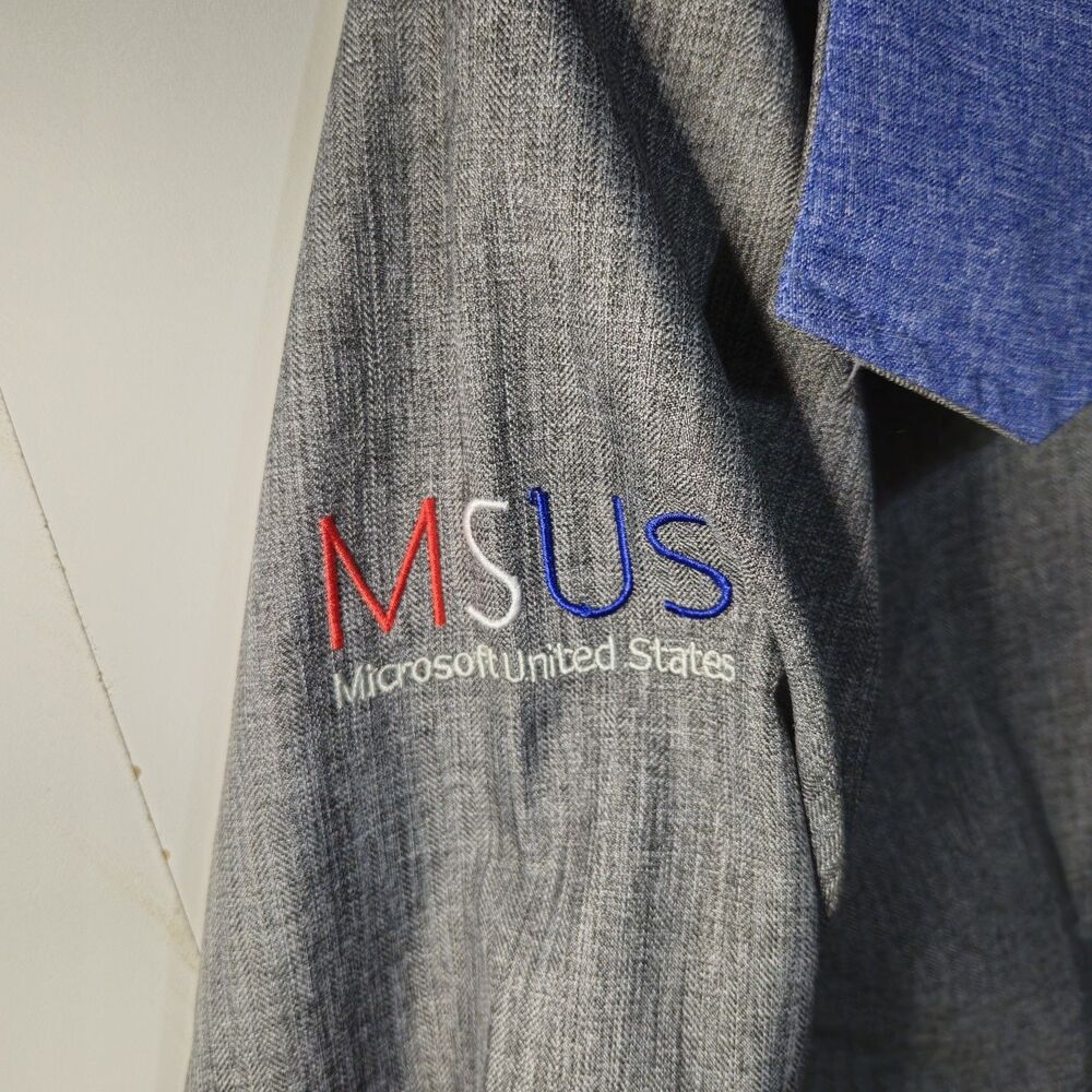 Microsoft Authentic Women’s Heather Gray Zip-Up Jacket MSUS (XS) – American Flag - Picture 3 of 16
